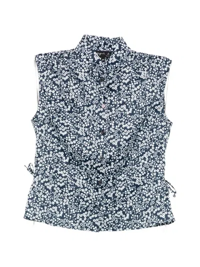 Agnès B. Floral Sleeveless Top In Blue