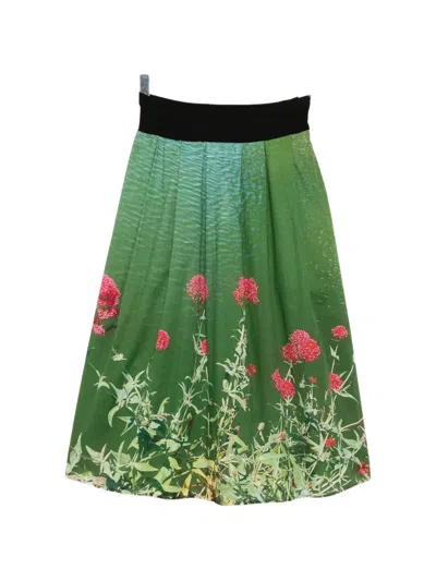 Agnès B. Floral-print Midi Skirt In Green