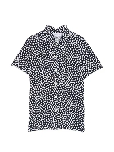 Agnès B. Floral-print Officer-collar Shirt In Black