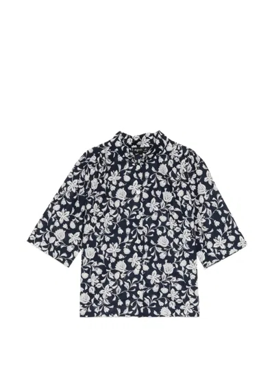 Agnès B. Floral-print Stand-collar Shirt In Transparent