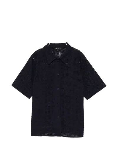 Agnès B. Geometric-motif Shirt In Blue