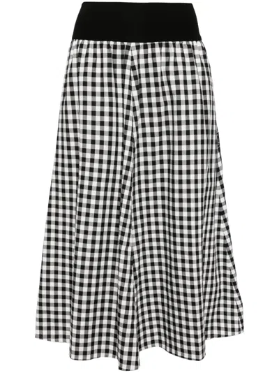 Agnès B. Gingham Cotton Skirt In 黑色