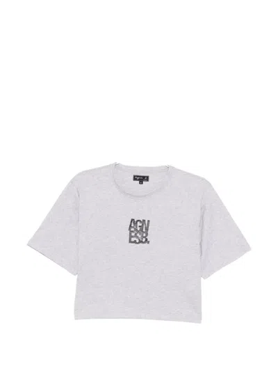 Agnès B. Graphic Crop T-shirt In White