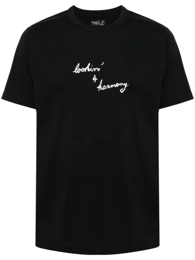 Agnès B. Graphic-print Cotton T-shirt In Black