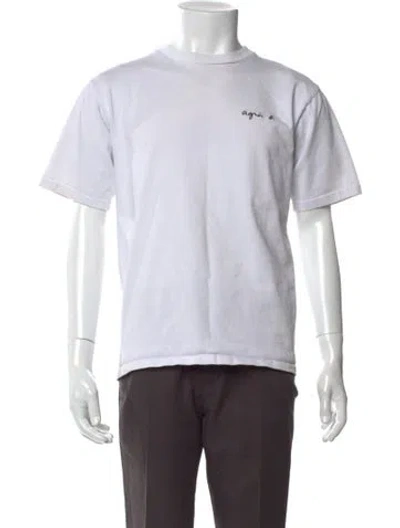 Pre-owned Agnès B. Graphic Print Crew Neck T-shirt In White