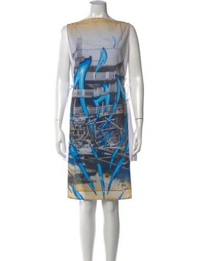 Pre-owned Agnès B. Graphic Print Knee-length Dress In Blue
