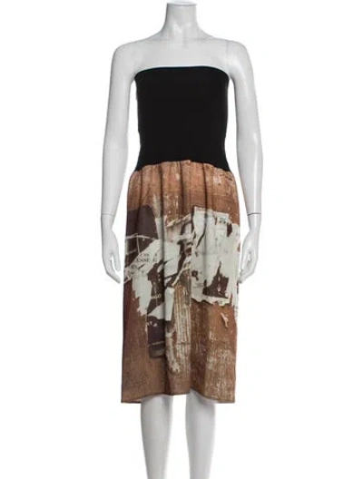 Pre-owned Agnès B. Graphic Print Midi Length Dress In Brown