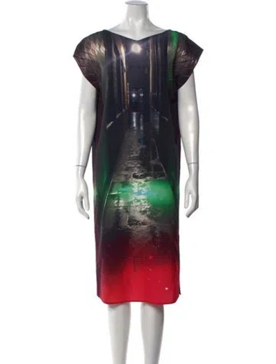 Pre-owned Agnès B. Graphic Print Midi Length Dress In Multicolor