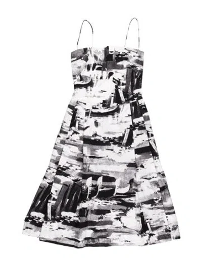 Pre-owned Agnès B. Graphic Print Midi Length Dress In White