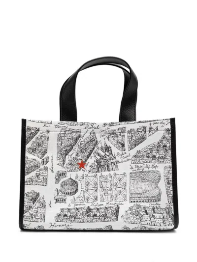 Agnès B. Graphic Print Tote Bag In White