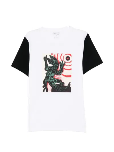 Agnès B. Graphic-print Colour-block T-shirt In White