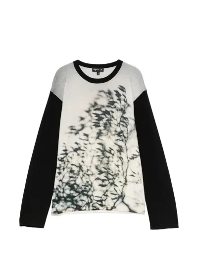 Agnès B. Graphic-print Panelled Sweater In Black