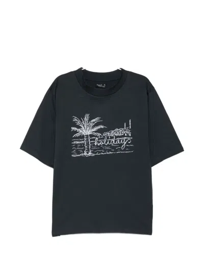 Agnès B. Graphic-print Round Neck T-shirt In Gray