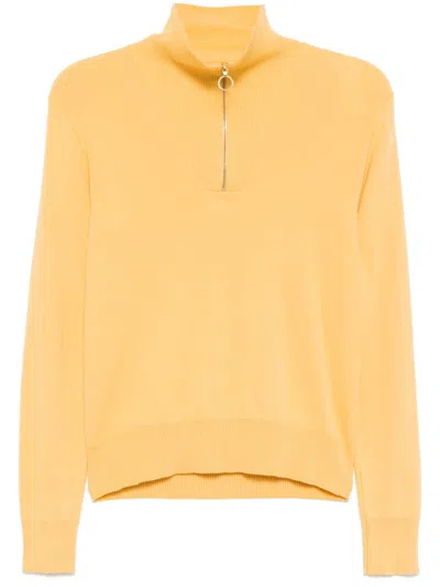 Agnès B. Half Front Zip Fastening Jumper In Orange