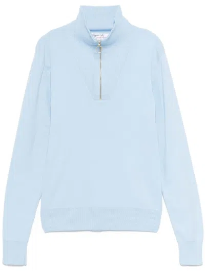 Agnès B. Half-zip Jumper In Blue