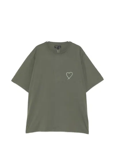 Agnès B. Heart Logo T-shirt In Green
