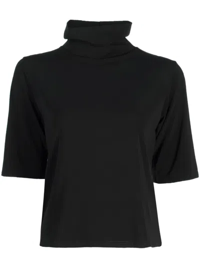 Agnès B. High-neck Short-sleeve T-shirt In Black