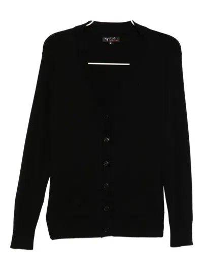 Agnès B. Homme Cotton Cardigan In Black
