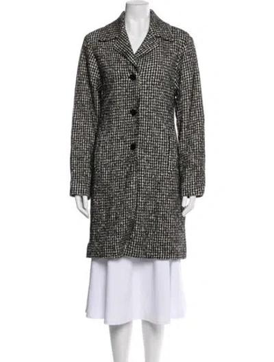 Pre-owned Agnès B. Houndstooth Print Coat In Black