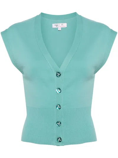 Agnès B. Joke Jersey Cardigan In Blue