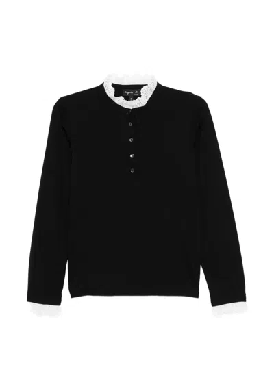 Agnès B. Lace Collar Top In Black