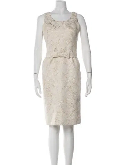 Pre-owned Agnès B. Lace Pattern Knee-length Dress In Neutral