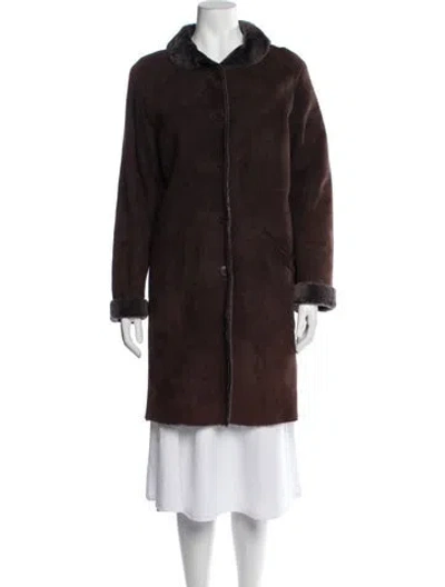 Pre-owned Agnès B. Lamb Leather Coat In Brown