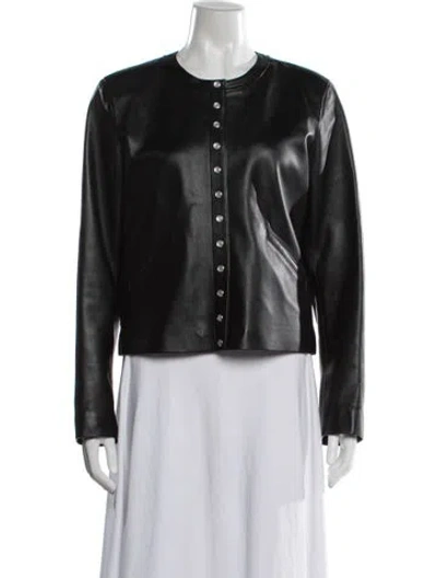 Pre-owned Agnès B. Lamb Leather Jacket In Black