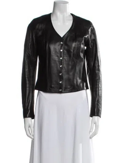 Pre-owned Agnès B. Lambskin Jacket In Black