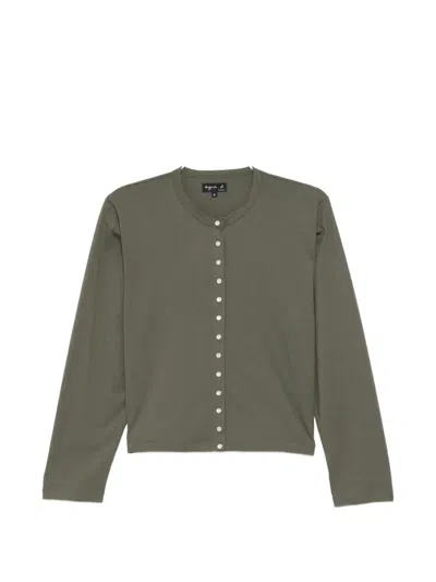 Agnès B. Le Classique Snap Cardigan In Green