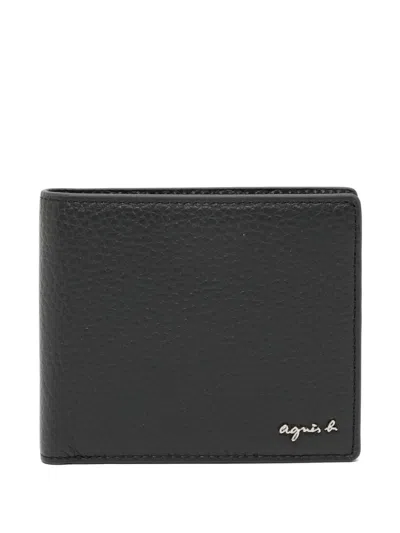 Agnès B. Leather Bi-fold Wallet In Black
