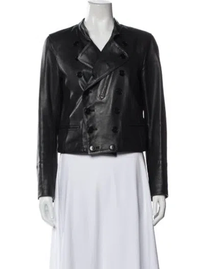 Pre-owned Agnès B. Leather Biker Jacket In Black