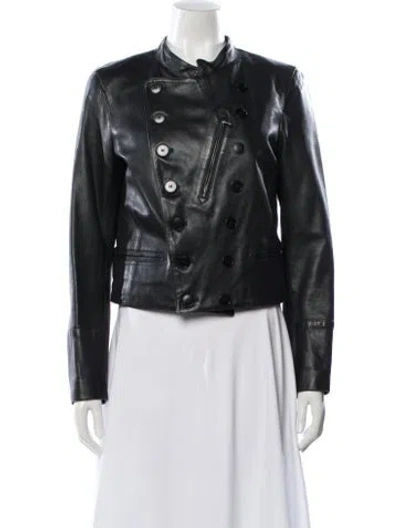 Pre-owned Agnès B. Leather Biker Jacket In Black