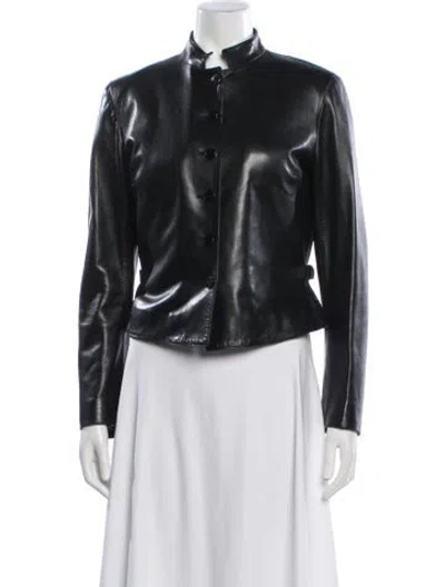 Pre-owned Agnès B. Leather Biker Jacket In Black
