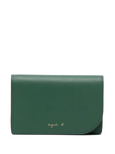 Agnès B. Leather Card Case In Green