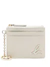 Agnès B. Leather Card Case In Neutrals