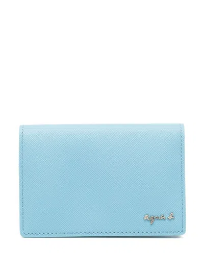 Agnès B. Leather Card Holder In Blue