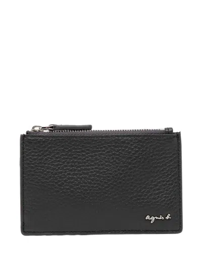Agnès B. Leather Cardholder In Black