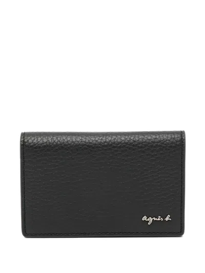 Agnès B. Leather Cardholder In Black