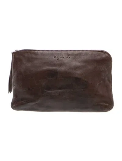 Pre-owned Agnès B. Leather Clutch In Brown