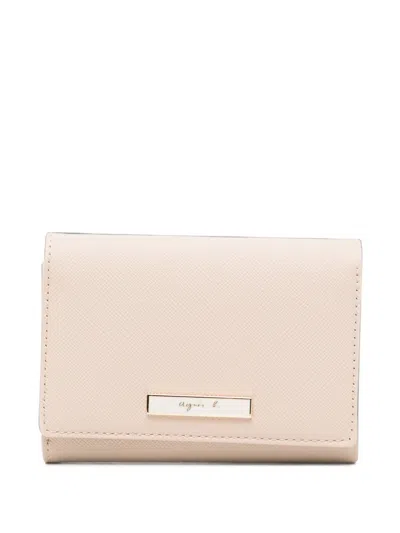 Agnès B. Leather Folded Wallet In Nude