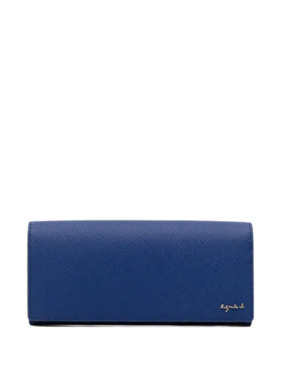 Agnès B. Leather Long Wallet In Blue