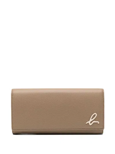Agnès B. Leather Long Wallet In Brown