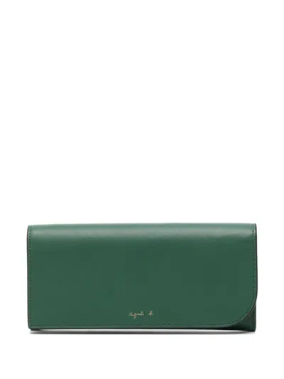 Agnès B. Leather Long Wallet In Green