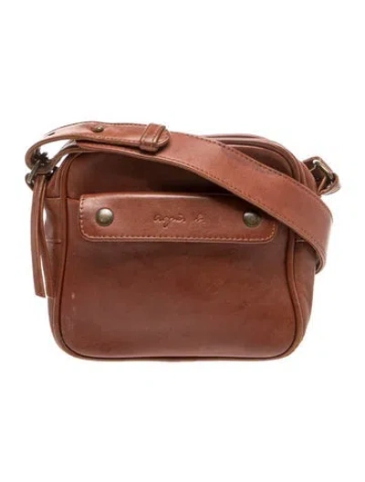 Pre-owned Agnès B. Leather Messenger Bag In Brown