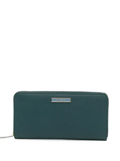 Agnès B. Leather Round-zip Long Wallet In Green