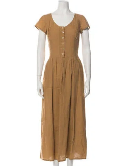 Pre-owned Agnès B. Linen Long Dress In Brown