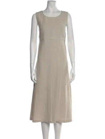 Pre-owned Agnès B. Linen Midi Length Dress In Neutral