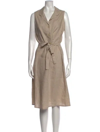 Pre-owned Agnès B. Linen Midi Length Dress In Neutrals