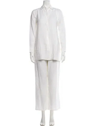 Pre-owned Agnès B. Linen Pant Set W/ Tags In White